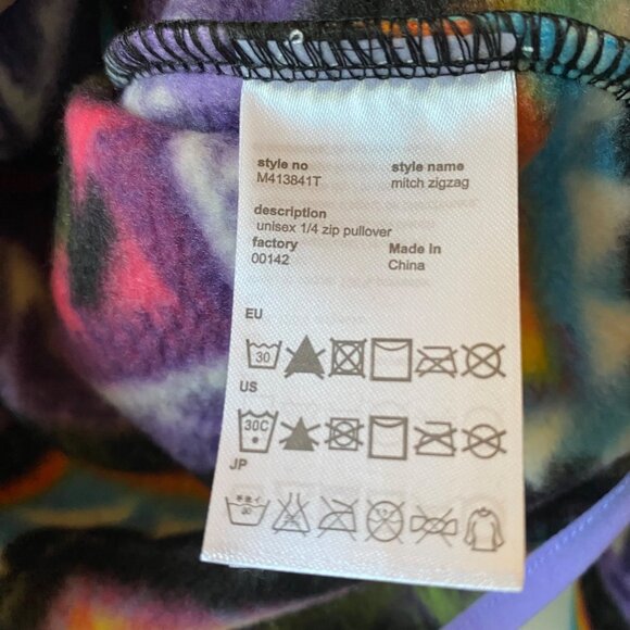 WeSC  Women M Mitch Zigzag Unisex 1/4 Zip Polar Fleece Pullover Multicolor - Picture 5 of 7